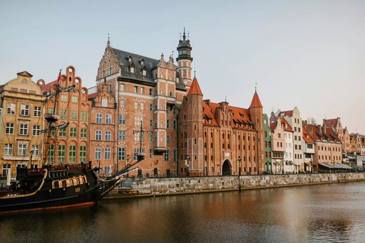 An image of Gdansk taken from the river